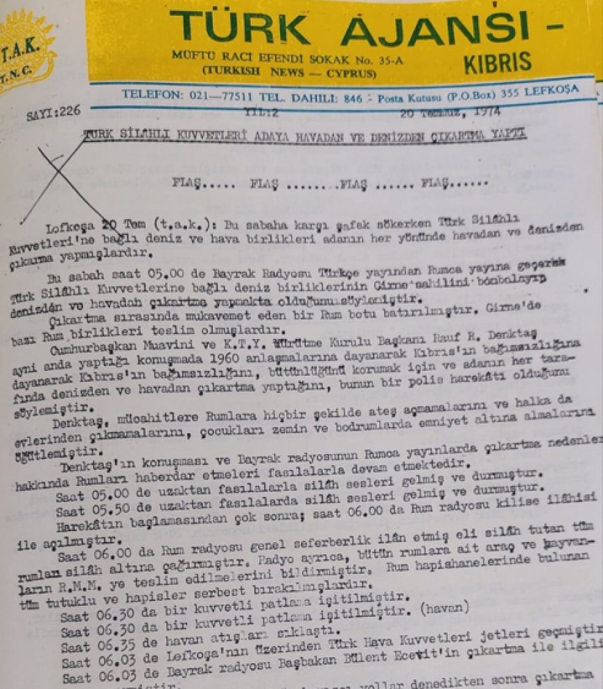 TAK 20 Temmuz’u böyle duyurdu: “Flaş….Flaş.. Flaş…Türk Silahlı Kuvvetleri Adaya Havadan Ve Denizden Çıkarma Yaptı”