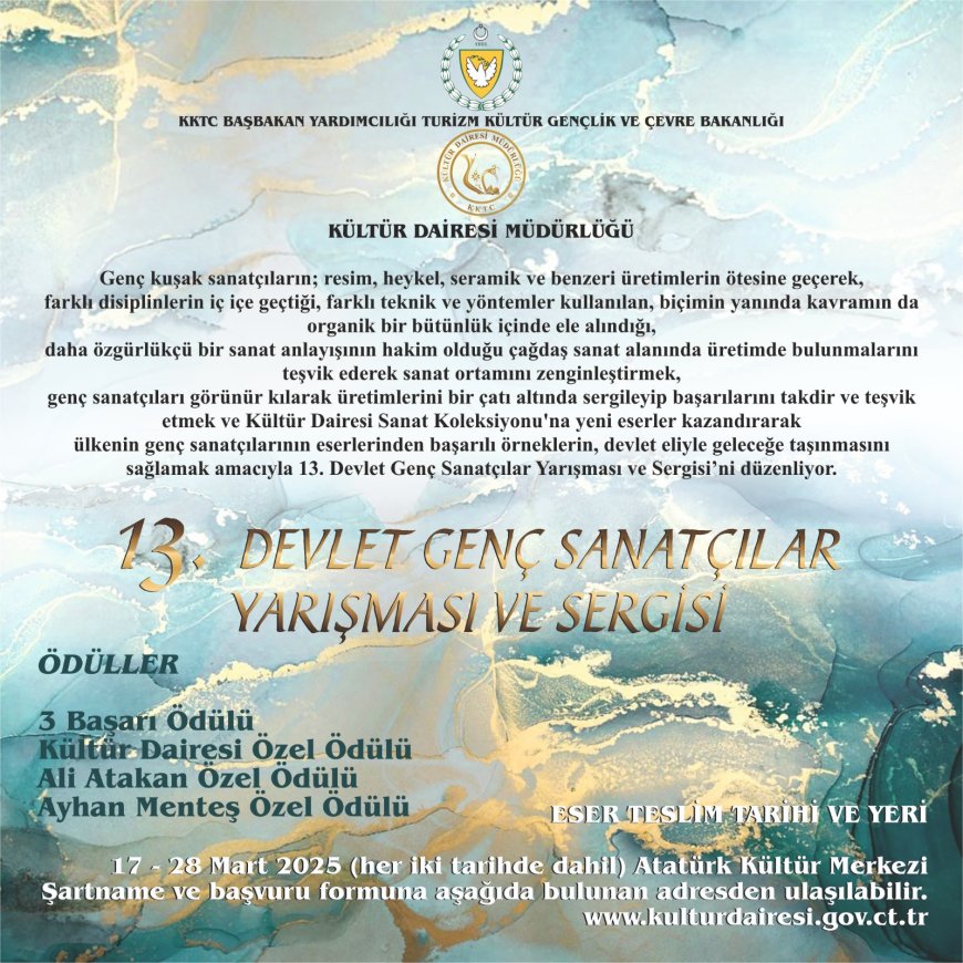 Kültür Dairesi, 13’üncü Devlet Genç Sanatçılar Yarışması düzenliyor