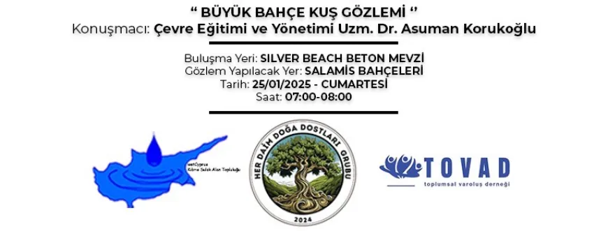 Gazimağusa'da yarın “Büyük Bahçe Kuş Gözlemi” etkinliği yapılacak