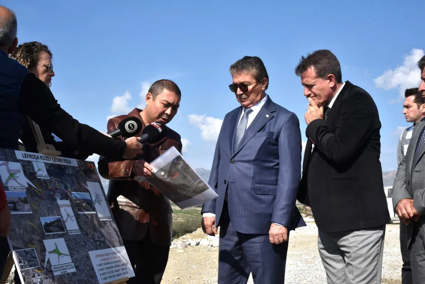 Başbakan Üstel ile Bakan Arıklı, Lefkoşa Kuzey Çevre Yolu yapım çalışmalarını inceledi