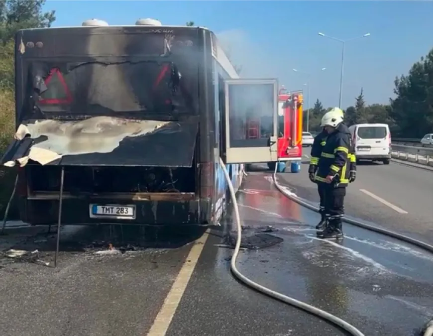 Girne-Lefkoşa anayolunda seyir halindeki otobüste yangın çıktı