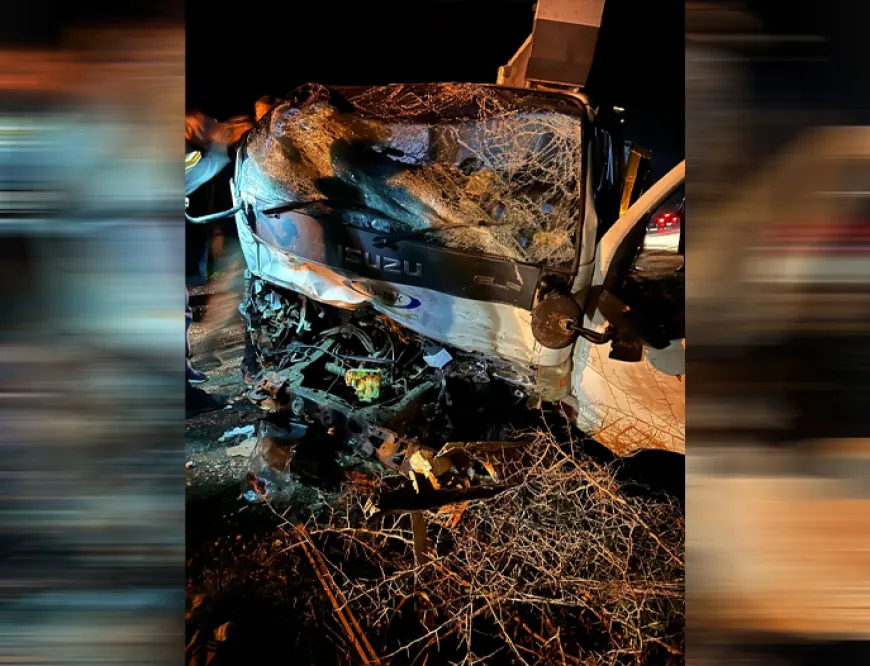 Güzelyurt-Lefke eski ana yolunda otobüs ile iş aracı çarpıştı… Beş yaralı