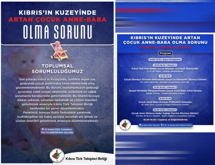 KTTB "Kıbrıs’ın Kuzeyinde Artan Çocuk Anne-Baba Olma Sorunu" temalı panel düzenliyor