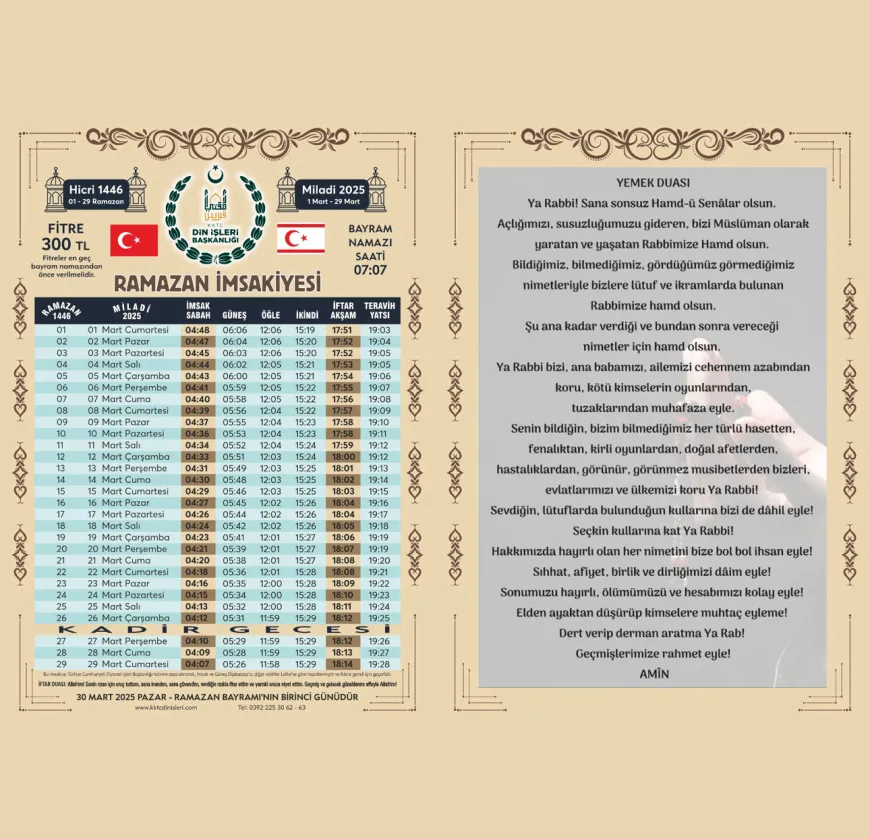 Ramazan 1 Mart Cumartesi günü başlayacak…