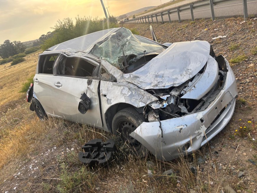 Lefkoşa - Güzelyurt ana yolunda trafik kazası....İki kişi yaralandı