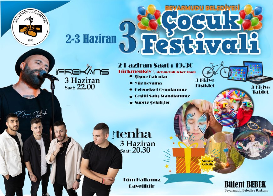 Beyarmudu Belediyesi 3.Uluslararası Çocuk Festivali bu akşam başlıyor