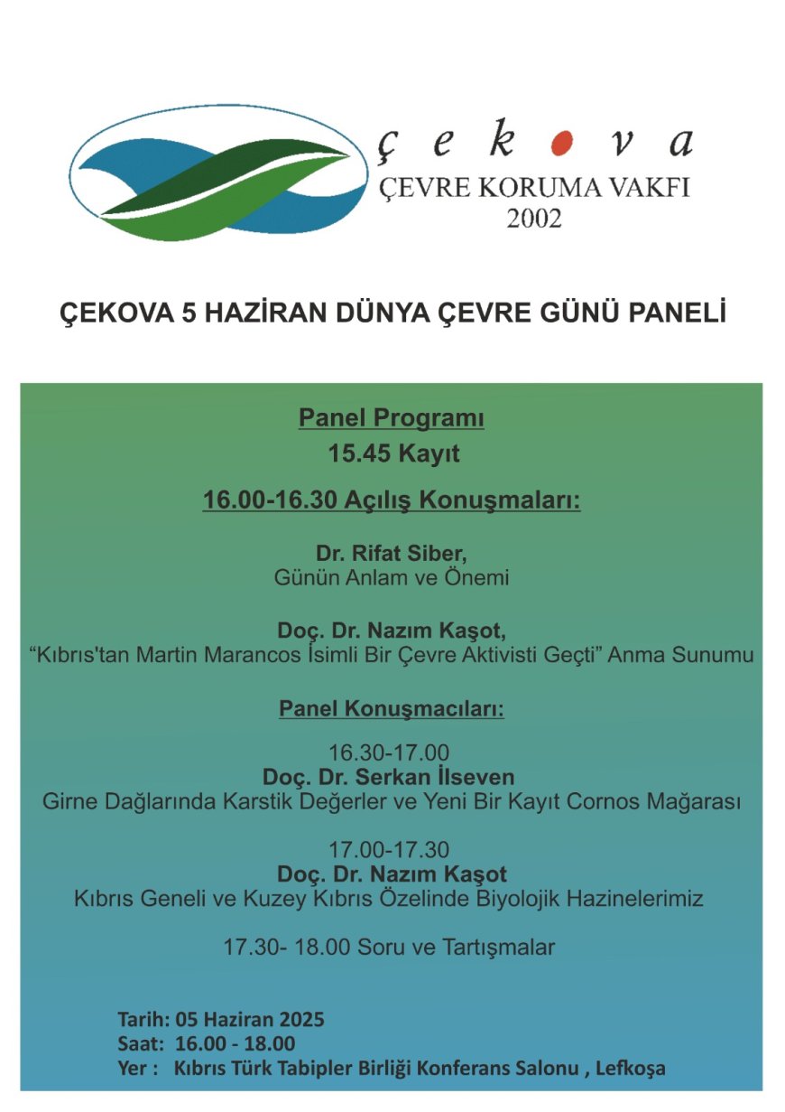 Çevre Koruma Vakfı, 5 Haziran Dünya Çevre Günü dolayısıyla panel düzenliyor