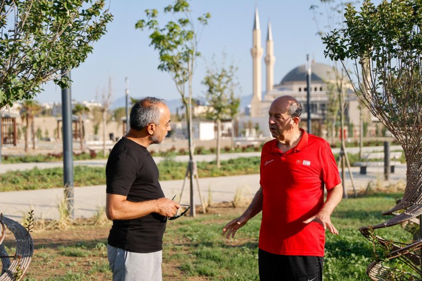 Cumhurbaşkanı Tatar, Cumhurbaşkanlığı Yerleşkesi yanında bulunan ve yapımı devam eden parkı ziyaret etti